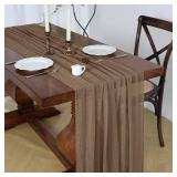 LuluXenia 6 Pack Brown Fall Thanksgiving Cheesecloth Table Runner 120 Inch Rustic Boho Cheese Cloth 10Ft Farmhouse Gauze Table Runner for Wedding Decor Baby Shower Holiday Party Home Decorations