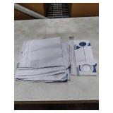 SSCRCUSLY No Hook Shower Curtain with Snap in Liner Set, Blue and White Striped Design, Waterproof Washable Fabric Hotel Shower Curtains for Bathroom Decor with See Through Mesh Top Window 71x74 Inch