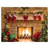 CYLYH 7x5ft Christmas Backdrops Christmas Fireplace Theme Backdrop Tree Sock Decorations for Xmas Party Supplies Photo Background Pictures Banner