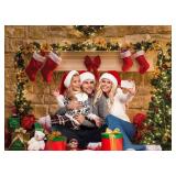 CYLYH 7x5ft Christmas Backdrops Christmas Fireplace Theme Backdrop Tree Sock Decorations for Xmas Party Supplies Photo Background Pictures Banner