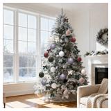 GYGOT 15 PCS Velvet Ornaments for Christmas Tree,3.15 in Large Velvet Christmas Tree Ornaments,6 Color Shatterproof Green Brown Neutral Flocked Ornament Balls Bulbs for Holiday Decorations