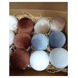 GYGOT 15 PCS Velvet Ornaments for Christmas Tree,3.15 in Large Velvet Christmas Tree Ornaments,6 Color Shatterproof Green Brown Neutral Flocked Ornament Balls Bulbs for Holiday Decorations