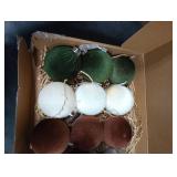 GYGOT 15 PCS Velvet Ornaments for Christmas Tree,3.15 in Large Velvet Christmas Tree Ornaments,6 Color Shatterproof Green Brown Neutral Flocked Ornament Balls Bulbs for Holiday Decorations