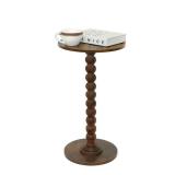 Fultyle Round Side Table, Small Drink Table for Small Spaces, Modern Accent Nightstand with Solid Wood Leg for Living Room, Bedroom, Corners, and Office (Rustic Brown)
