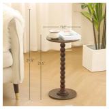 Fultyle Round Side Table, Small Drink Table for Small Spaces, Modern Accent Nightstand with Solid Wood Leg for Living Room, Bedroom, Corners, and Office (Rustic Brown)