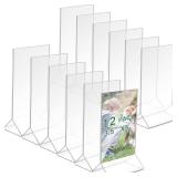 Thyle 12 Pack 3.5 x 5 Clear Acrylic Photo Frame Double Sided Picture or Display Plastic Sign Holder Menu Holders for Tables T Shape Desktop Display Stand for Office Store Restaurant