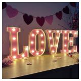Valentines Day Decorations -4 LED Marquee Light Up Letters LOVE for Home Valentines Shelf Mantel Fireplace Tabletop Wedding Party Decorations