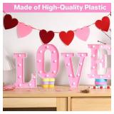 Valentines Day Decorations -4 LED Marquee Light Up Letters LOVE for Home Valentines Shelf Mantel Fireplace Tabletop Wedding Party Decorations