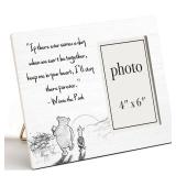 AKFVNSFK Pooh Bear Quote Picture Frame, Farewell Gifts for Women Men Best Friend, Memorial Gifts, Keep Me in Your Heart Photo Frame for 4 x 6 Inch Photo