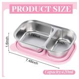 Acellegic 3 Pack Stainless Steel Snack Containers 2 Compartment Snack Containers with Lids Lunch Container 14 oz Food Box for Adult Outdoor Camping (Green,Blue,Pink) CONTAINERS ONLY