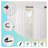 TVWOO Black Wrap Around Curtain Rods:5/8 Small Blackout Adjustable Window Curtain Rod for Bedroom Kitchen Apartment Renter Friendly,Room Darkening Curved Drapery Rods Easy Install,Matte Black 36-72