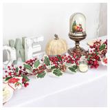 DearHouse 7FT Red Berry Christmas Garland with Pine Cone Garland Artificail Garland Indoor Outdoor Garden Gate Home Decoration for Winter Holiday New Year Decor