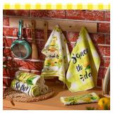 Tudomro 6 Pcs Christmas Lemon Kitchen Towels Lemon Themed Dish Christmas Cloth Hand Tea Towels Housewarming Gift for Home for Kitchen