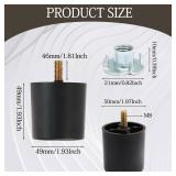 Murtenze 4Pcs 2 inch Plastic Sofa Legs Black Sofa Replacement Legs Round Furniture Legs with M8 Bolts for Couch Dresser Cabinet Chair Bed Coffee Table