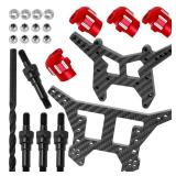 BRCatWPark Shock Towers & Shock Cap Protector & Shock Standoff Upgrades Part for 1/8 Kraton Notorious Outcast 6S BLX,RC Carbon Fibre Shock Towers Aluminum Alloy Shock Cap Hops Up,Red INCOMPLET