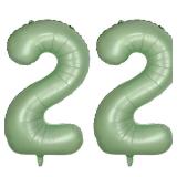 40 Inch Green 22 Balloon, Olive Green Number 22 Balloons, Sage Green Large Foil Number Balloons, Birthday Wedding Anniversary Baby Show Party Decoration