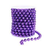 Craft Pearl 33 Feet Pearl Beads Garland for Christmas Tree, 10MM Purple Faux Pearls Strings Bead Roll Strand for Wedding Party Christmas Tree Decoration
