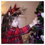 Craft Pearl 33 Feet Pearl Beads Garland for Christmas Tree, 10MM Purple Faux Pearls Strings Bead Roll Strand for Wedding Party Christmas Tree Decoration