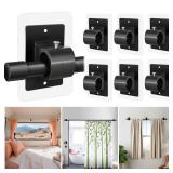 6PCS No Drill Curtain Rod Brackets,Self Adhesive Curtain Rod Holder No Drilling,Renter Friendly Drapery Rod Hook,Nail Free Adjustable Non Screw Draper Pole for Apartment Window Wall Door Ceiling Mount