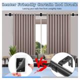 6PCS No Drill Curtain Rod Brackets,Self Adhesive Curtain Rod Holder No Drilling,Renter Friendly Drapery Rod Hook,Nail Free Adjustable Non Screw Draper Pole for Apartment Window Wall Door Ceiling Mount