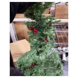 Timer & 8 Modes 9 Ft Prelit Christmas Garland 50 LED Warm White Lights Cedar Valentines Garland Battery Operated 270 Thick Branch Bristle Pine 70 Red Berries 10 Pinecones Mantle Home Decor Outdoor