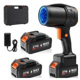 Handheld Electric Cordless Leaf Blower 500,000RPM Mini Turbo Jet Blower with 2 4.0Ah Batteries & Charger, Lightweight for Patio, Lawn, Garage Cleaning (Black)