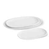 MVYAVYUS Oval Embossed Serving Platter Set, Stackable Serving Tray, Ceramics White Serving Platters for Entertaining, Serving Dishes for Wedding, Dishwasher & Oven Safe, Gift for Housewarming (3PCS)
