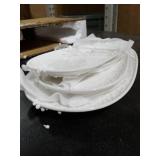 MVYAVYUS Oval Embossed Serving Platter Set, Stackable Serving Tray, Ceramics White Serving Platters for Entertaining, Serving Dishes for Wedding, Dishwasher & Oven Safe, Gift for Housewarming (3PCS)