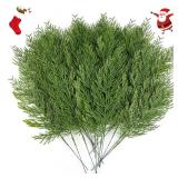Hananona 40 Pcs Artificial Cedar Picks Faux Cedar Branches Fake Cypress Stems Plastic Pine Greenery Christmas Picks and Sprays DIY Accessories for Crafts Wreath Holiday Home Decor (40, Green)