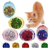 Jecery 5 Pcs Cat Spring Balls Toys Stretchable Rolling Balls Colorful Playful Coils Interactive Action Toy Caged Rats for Kitten Pet Supplies (Crinkle Ball,Multicolor)