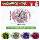 Jecery 5 Pcs Cat Spring Balls Toys Stretchable Rolling Balls Colorful Playful Coils Interactive Action Toy Caged Rats for Kitten Pet Supplies (Crinkle Ball,Multicolor)