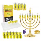 Hanukkah Pre-Filled Natural Olive Oil Glass Cup Candles, 2.5 Hours, 100 Percent Olive Oil Pre-Filled Ready to Use - 44 Cups for All 8 Nights of Hanukkah