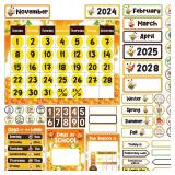 Decorably 157 Pcs Cutouts Honey Bee Classroom Decor Calendar Bulletin Board Set - Gloss-Laminated Cardstock for School Hallways, Study Room