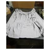 Womens Puff Long Sleeve Babydoll Tops Square Neck Ruffle Peplum Blouse Smocked Loose Fit Tunic Top Dressy Tee Shirts Grey XL