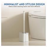 Toilet Brush and Holder Set, Silicone Toilet Bowl Brush, Bathroom Accessories, Durable Toilet Scrubber Bristles, Compact Size for RV, Wall Mountable, Drip-Proof, Deep Cleaning. (White)