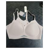 OEAK Womens Wireless Bras Scalloped Push Up Bralettes No Underwire Supportive Tshirt Bra Seamless Comfortable Everyday Bras Grey 2XL