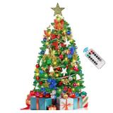3FT Small Christmas Tree, Tabletop Christmas Trees with 80 LED Lights and 200 Lifelike Branches, Prelit Christmas Tree with 148 Ornaments, Small Xmas Tree for Holiday Indoor DIY Decor