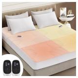 Caperia Multizone Waterproof Heated Mattress Pad, Individual Body & Feet Electric Mattress Bed Warmer 9 Heat Settings, 1-12 Hours Auto Off, Deep Pocket, Fast Heating, Machine Washable Queen, 60 x 80