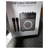 Karaoke Machine for Adults & Kids, Portable Karaoke Machine with 2 Wireless Microphones, Karaoke Speaker with LED Lights Supports USB/AUX in/TF Card for Home Party and Outdoor Event