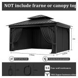 Pakunoda Outdoor Gazebo Curtain Replacement Universal 4-Panel Sidewalls 10