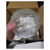 Crackle Globe LED Lamp Battery Operated , Lighted Glass Orb for Festival Christmas Decoration, Gold Mercury Glass Ball Light for Living Room Indoor (No Timer)