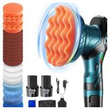 Cordless Car Buffer Polisher Kit - 6 Inch Dual Action Random Polishing Wax Machine for Car Detailing,2Pcs 2000mah Batteries,6 Variable Speed 2500-5000RPM,Orbital Polisher for Car Boat Polishing Waxing