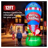 12FT Christmas Outdoor Inflatables - Giant Inflatable Hot Air Balloon Santa with Built-in Colorful Rotating LED Lights Christmas Blow Up Yard Decorations for Garden Lawn Party Xmas Decor
