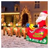 KOOY 12FT Christmas Inflatables Santa Claus on Sleigh with Reindeer Deer Merry Christmas Winter Blow up Yard Decor LED Light for Xmas Party Holiday Outdoor Lawn Xmas New Year Kids Gifts