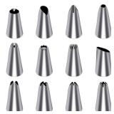 Tamodan Piping Bags and Tips, Cake Piping Bags and Tips Suitable for Beginners Included 100PCS 16 Inch Disposable Piping Bags with 12 Piping Tips Set, 2 Coupler and 1 Reusable Pastry Bags