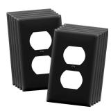 ENERLITES Duplex Receptacle Outlet Wall Plate, Size 1-Gang 4.50 x 2.76, Unbreakable Polycarbonate Thermoplastic, UL Listed, 8821-BK-PCS, Black