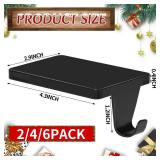 Palonu 2Pcs Black Christmas Stocking Holders, Heavy Duty Mantle Hangers Cast Iron Hanging Hooks with Non-Slip Pad,Christmas Ornaments Xmas Holiday Decoration Shelf Window Fireplace Mantel Decor