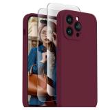 FireNova Designed for iPhone 14 Pro Max Case, Silicone Upgraded [Camera Protection] Case with [2 Screen Protectors], Soft Anti-Scratch Microfiber Lining Inside, 6.7 inch, Plum