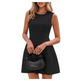 PRETTYGARDEN Summer Dresses for Women 2026 Elegant Classy Spring A Line Business Casual Work Graduation Cocktail Short Dress (Black,Large)