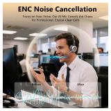 Wireless Headset with Mic for Work, Bluetooth Headset with Microphone Noise Cancelling & Dual Connection, 26H Playtime & Mute Mic, Bluetooth Headphones V5.3 Multipoint for Work/Zoom/Teams/Call Center